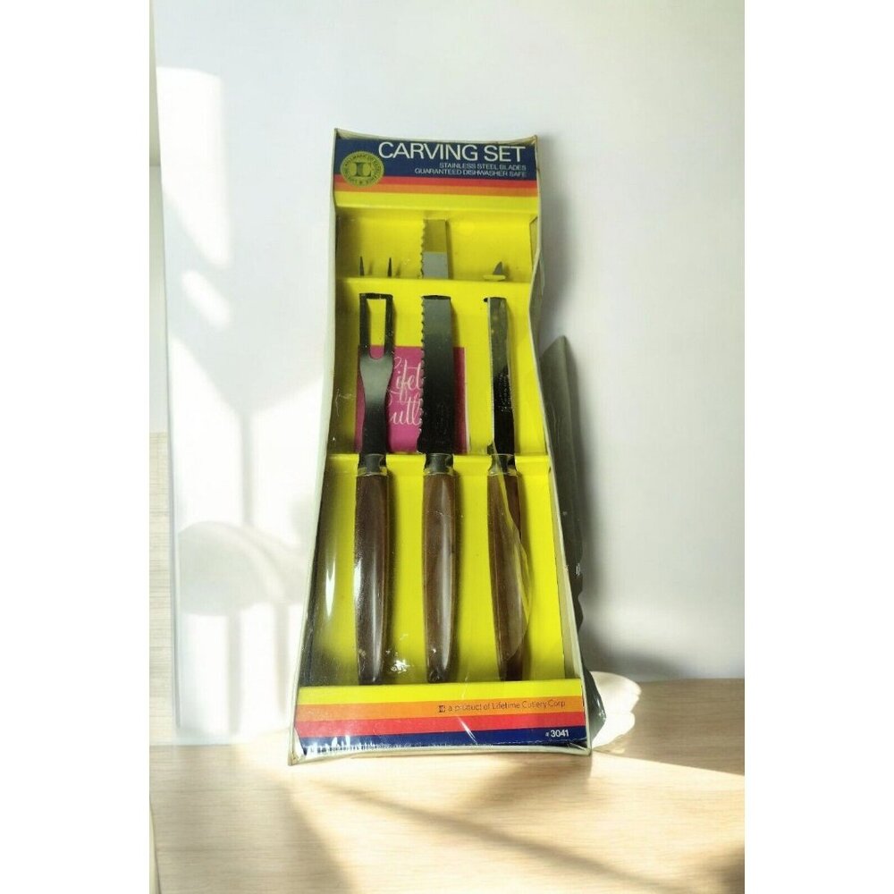 Lifetime Cutlery Carving Set Sheffield England Vintage Stainless Brown NEW